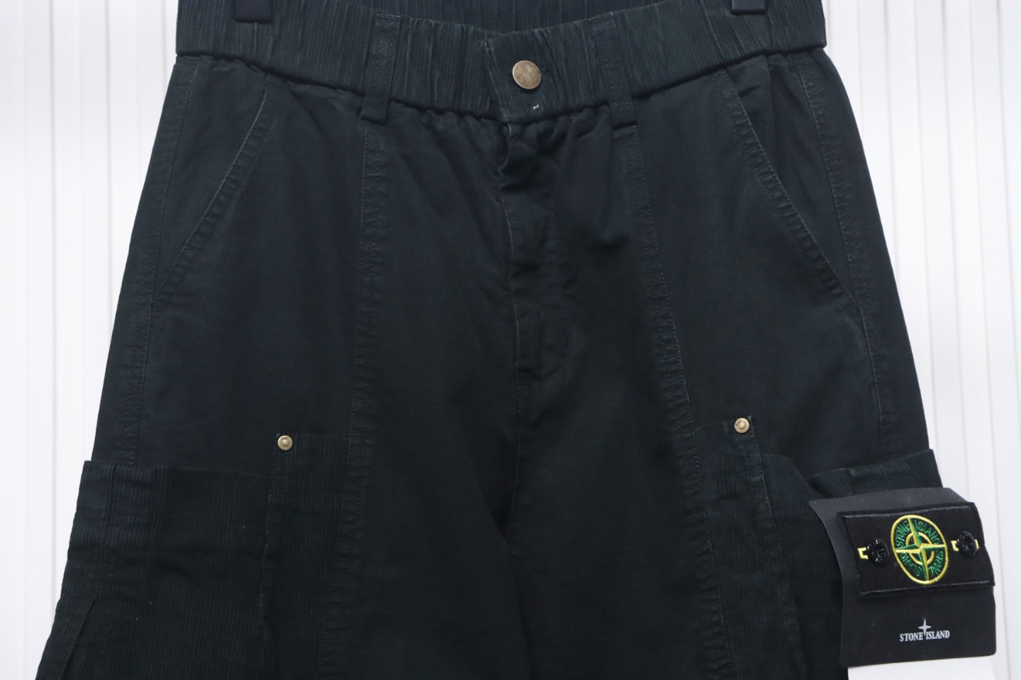 Stone Island Big Pocket Cotton Outdoor Overalls Black