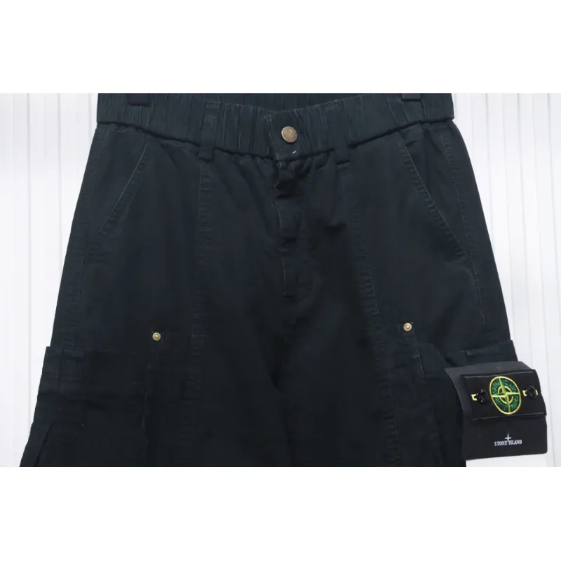 Stone Island Big Pocket Cotton Outdoor Overalls Black