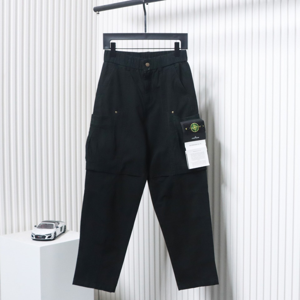 Stone Island Big Pocket Cotton Outdoor Overalls Black
