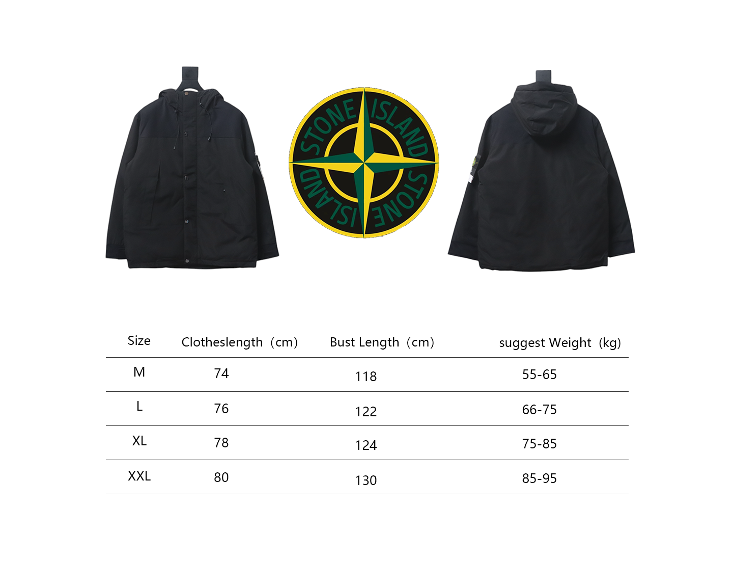 Stone Island Logo Armband Logo Solid Color Zip-Up Work Hooded Down Jacket