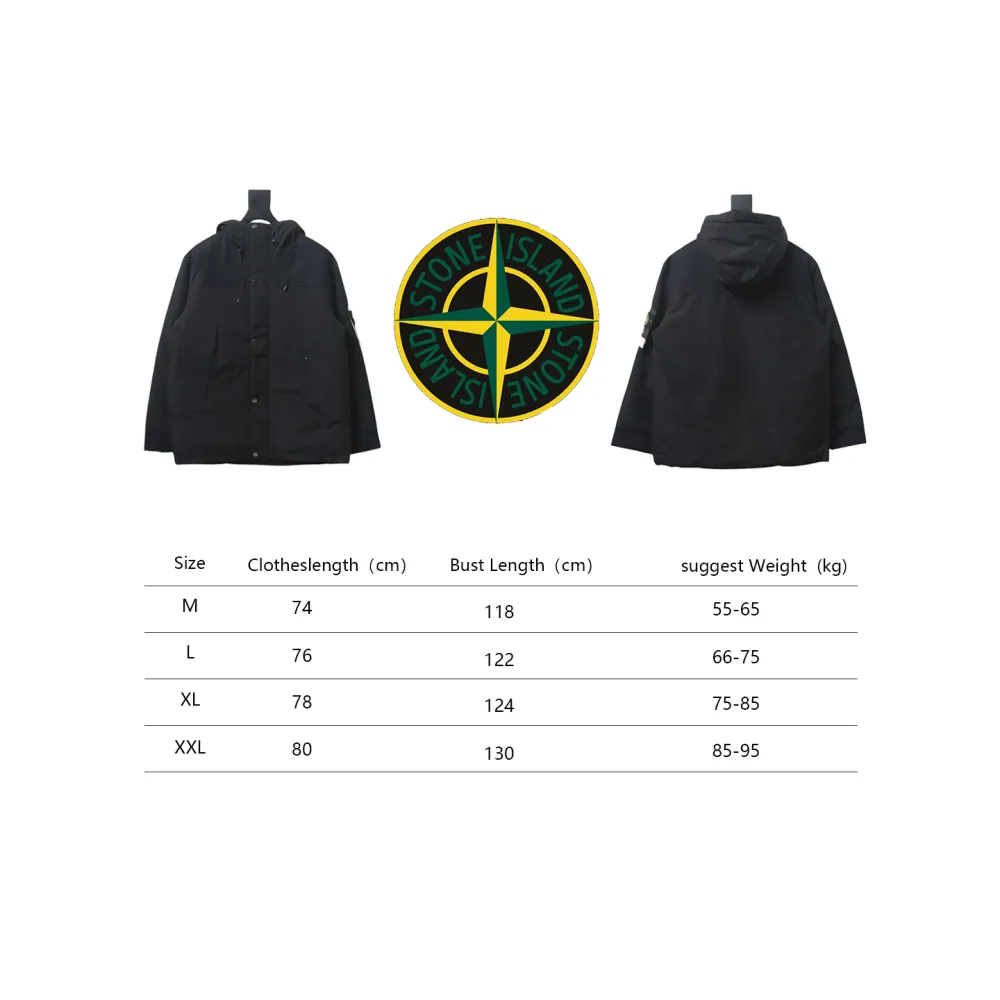 Stone Island Logo Armband Logo Solid Color Zip-Up Work Hooded Down Jacket