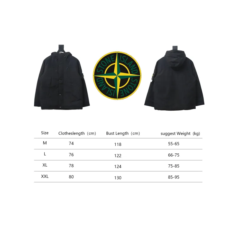 Stone Island Logo Armband Logo Solid Color Zip-Up Work Hooded Down Jacket