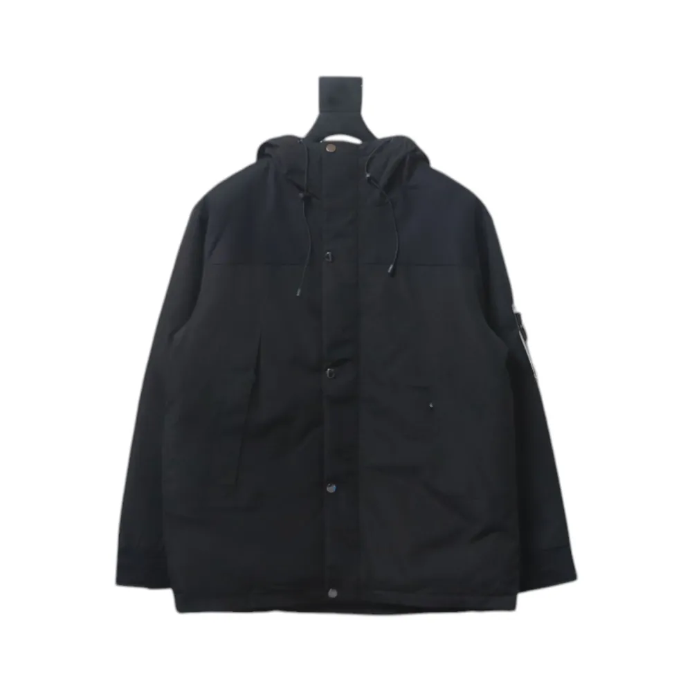 Stone Island Logo Armband Logo Solid Color Zip-Up Work Hooded Down Jacket