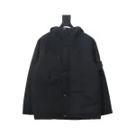 Stone Island Logo Armband Logo Solid Color Zip-Up Work Hooded Down Jacket