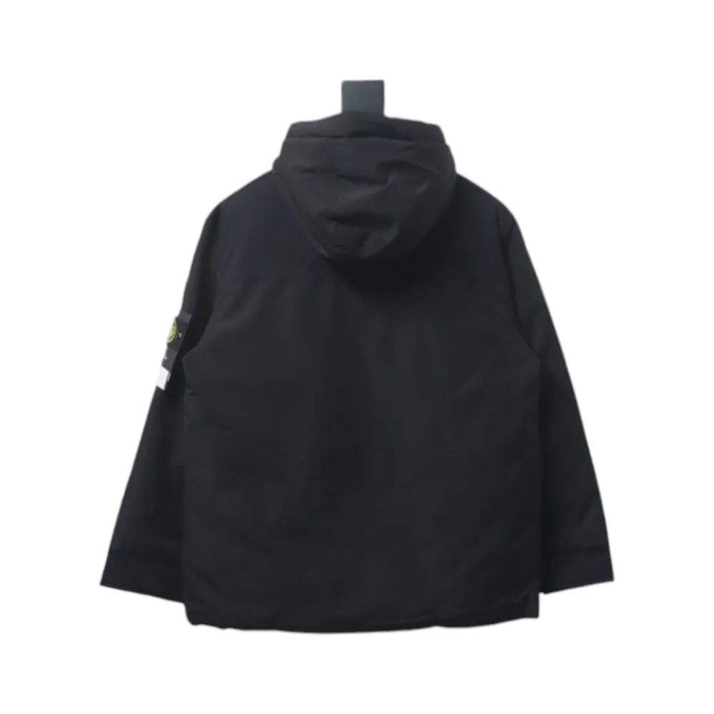 Stone Island Logo Armband Logo Solid Color Zip-Up Work Hooded Down Jacket