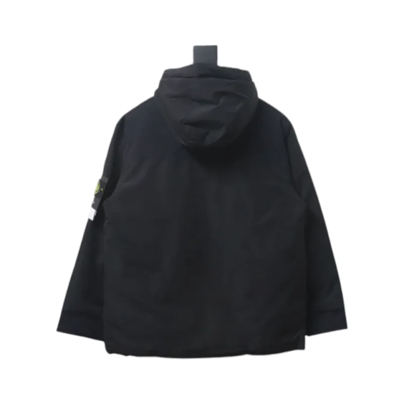 Stone Island Logo Armband Logo Solid Color Zip-Up Work Hooded Down Jacket