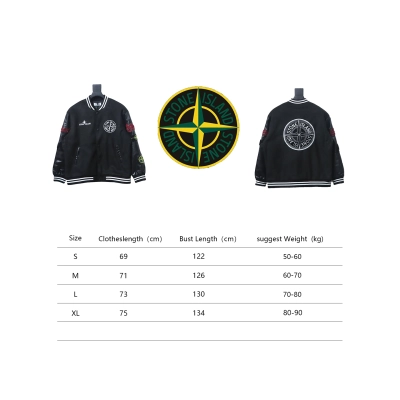 Stone Island PU Leather And Cotton Baseball Jacket 02