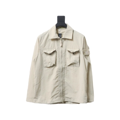 Stone Island Side Badge Ghost Shirt Zipper Multi-Pocket Jacket 01