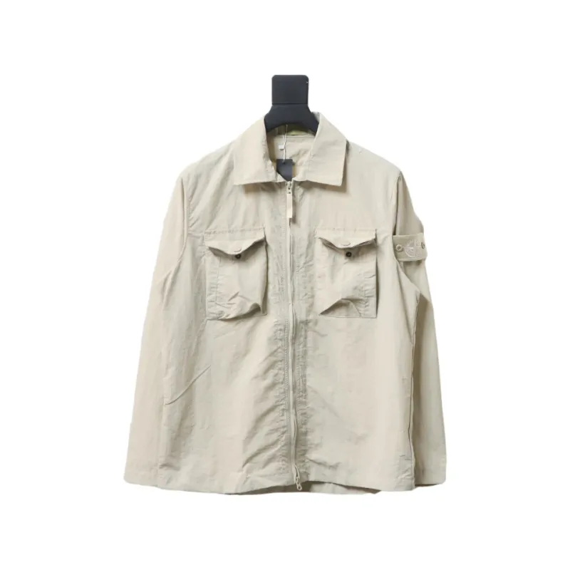 Stone Island Side Badge Ghost Shirt Zipper Multi-Pocket Jacket