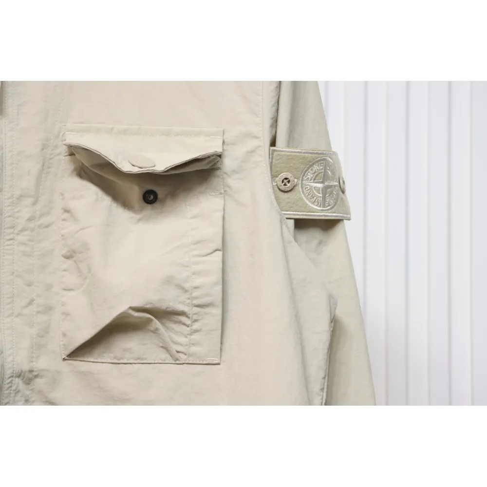 Stone Island Side Badge Ghost Shirt Zipper Multi-Pocket Jacket