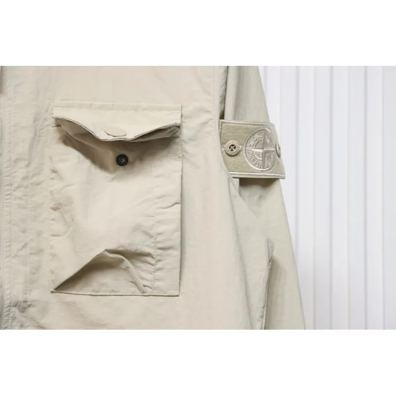Stone Island Side Badge Ghost Shirt Zipper Multi-Pocket Jacket