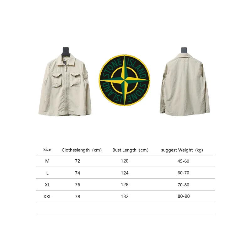 Stone Island Side Badge Ghost Shirt Zipper Multi-Pocket Jacket