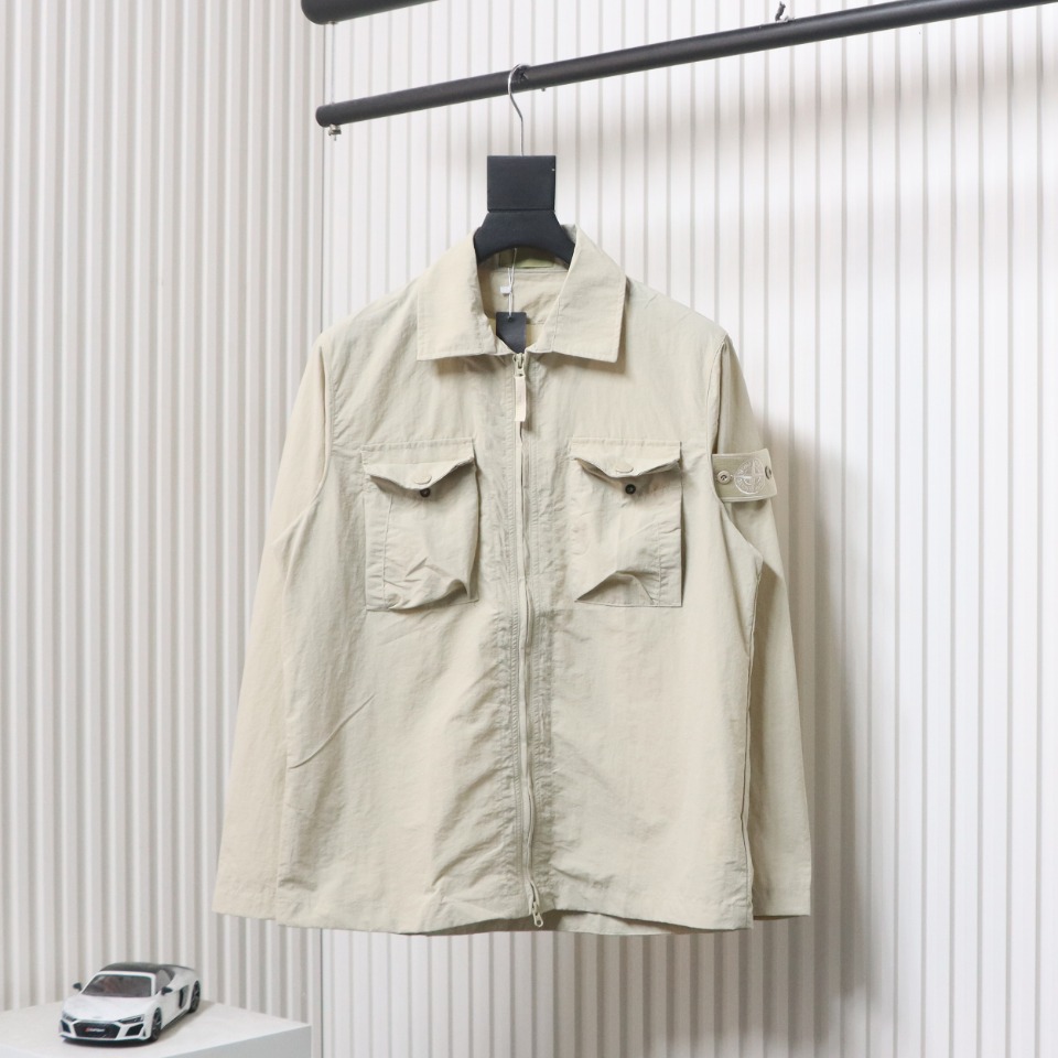 Stone Island Side Badge Ghost Shirt Zipper Multi-Pocket Jacket