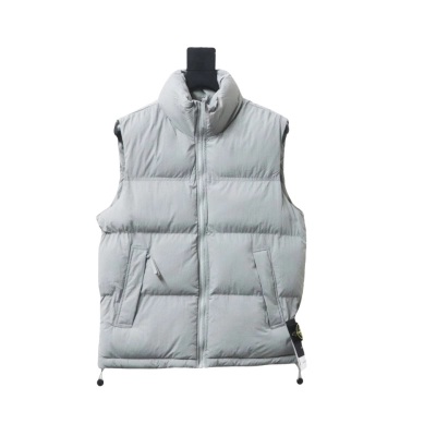 Stone Island Solid Color Quilted Logo Down Vest Grey 01