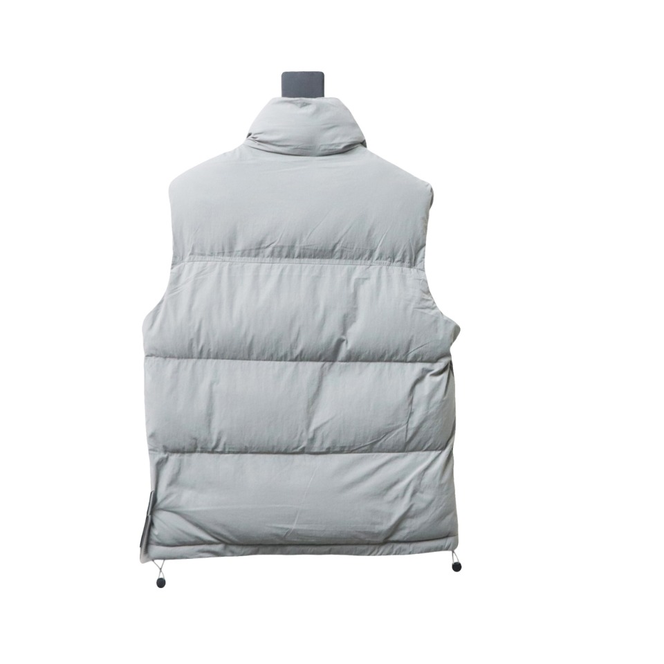 Stone Island Solid Color Quilted Logo Down Vest Grey