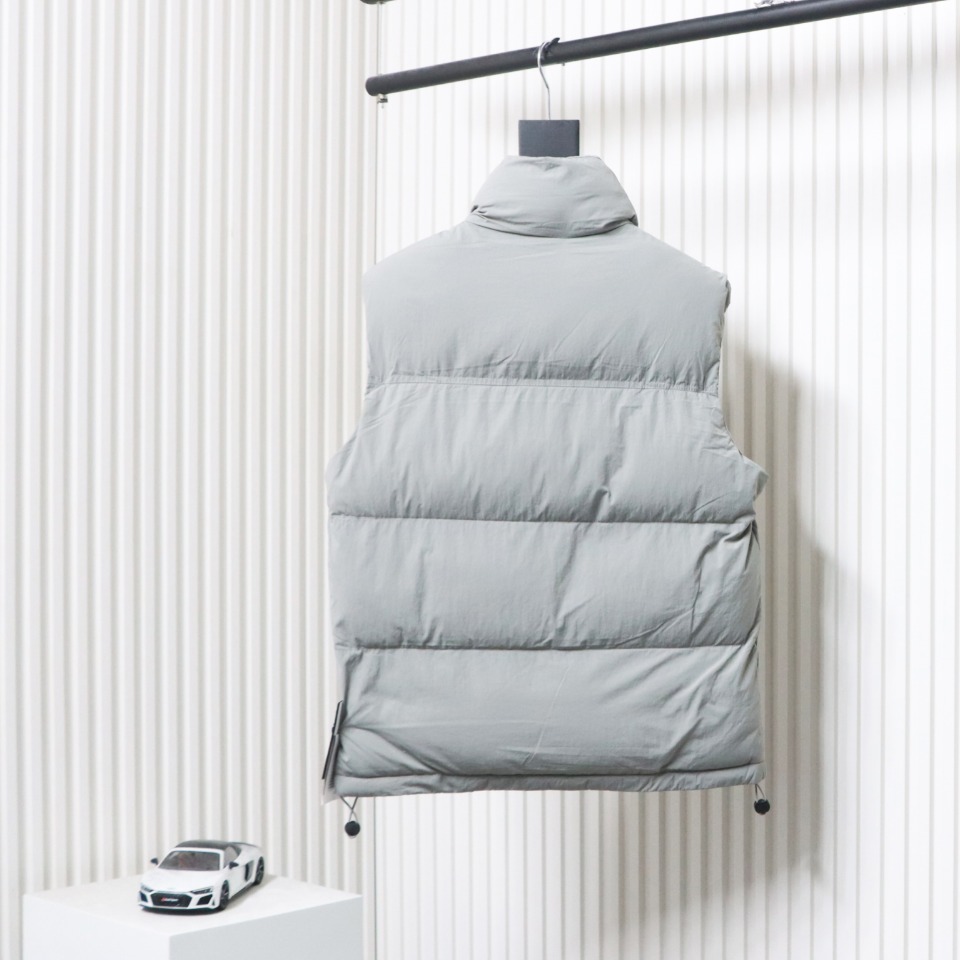 Stone Island Solid Color Quilted Logo Down Vest Grey