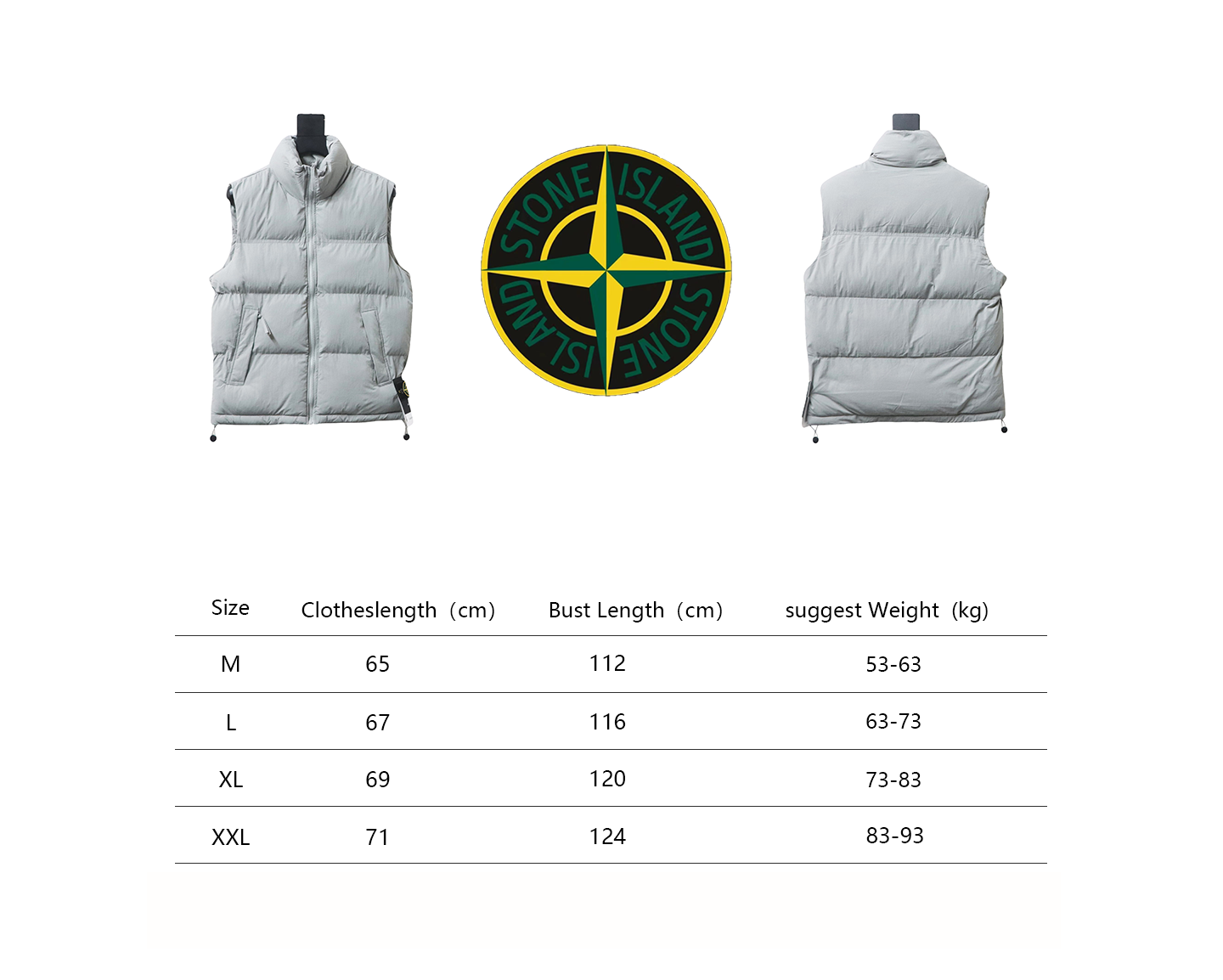 Stone Island Solid Color Quilted Logo Down Vest Grey