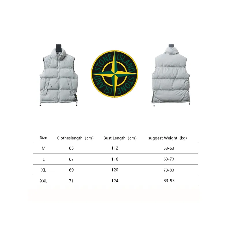 Stone Island Solid Color Quilted Logo Down Vest Grey