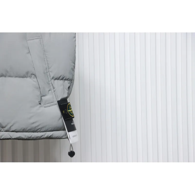 Stone Island Solid Color Quilted Logo Down Vest Grey