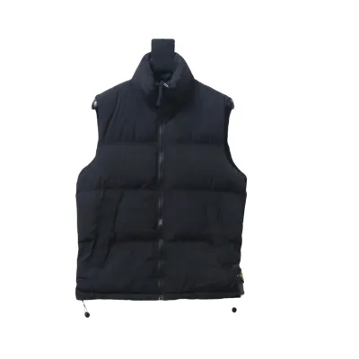 Stone Island Solid Color Quilted Logo Down Vest Black 01