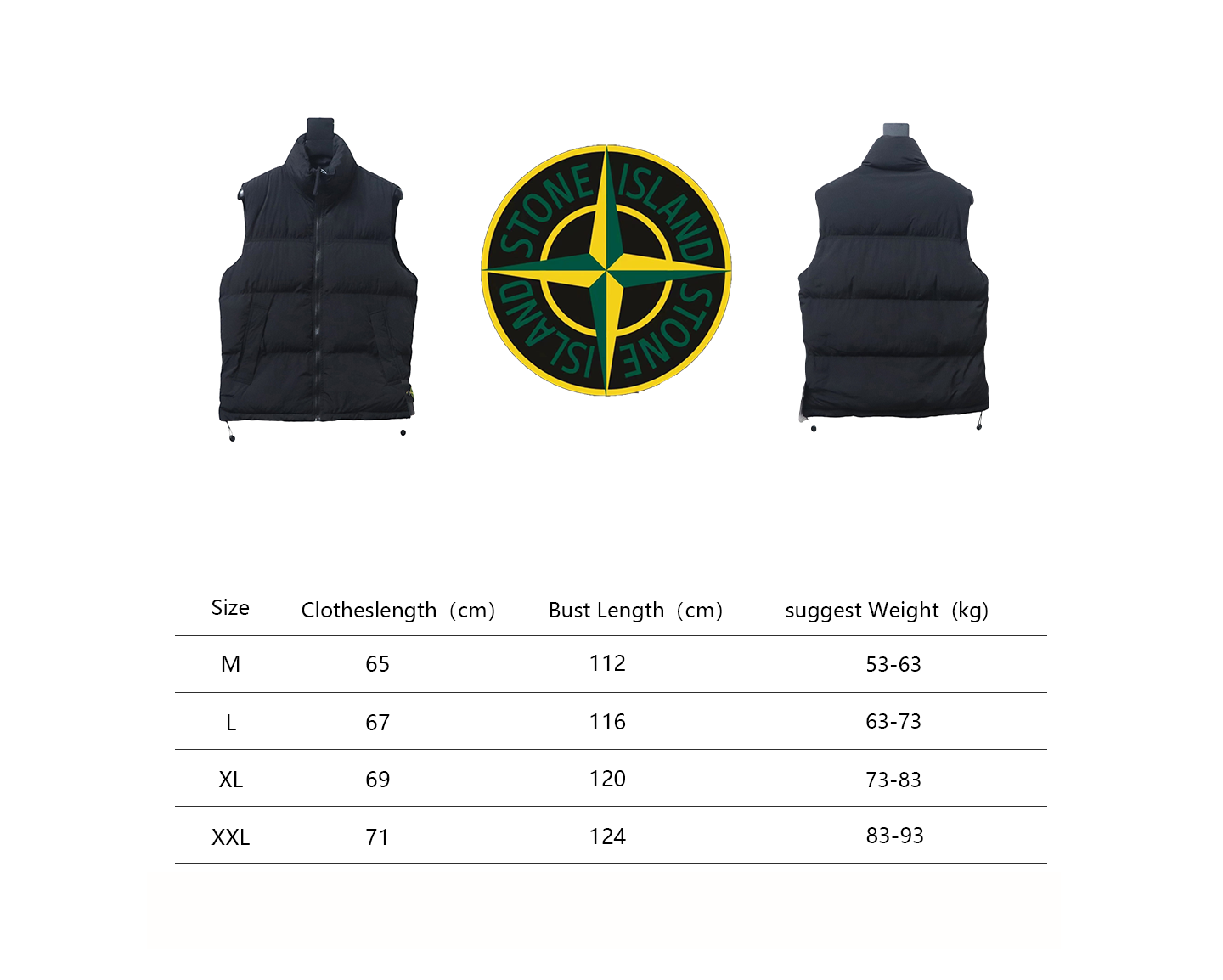 Stone Island Solid Color Quilted Logo Down Vest Black