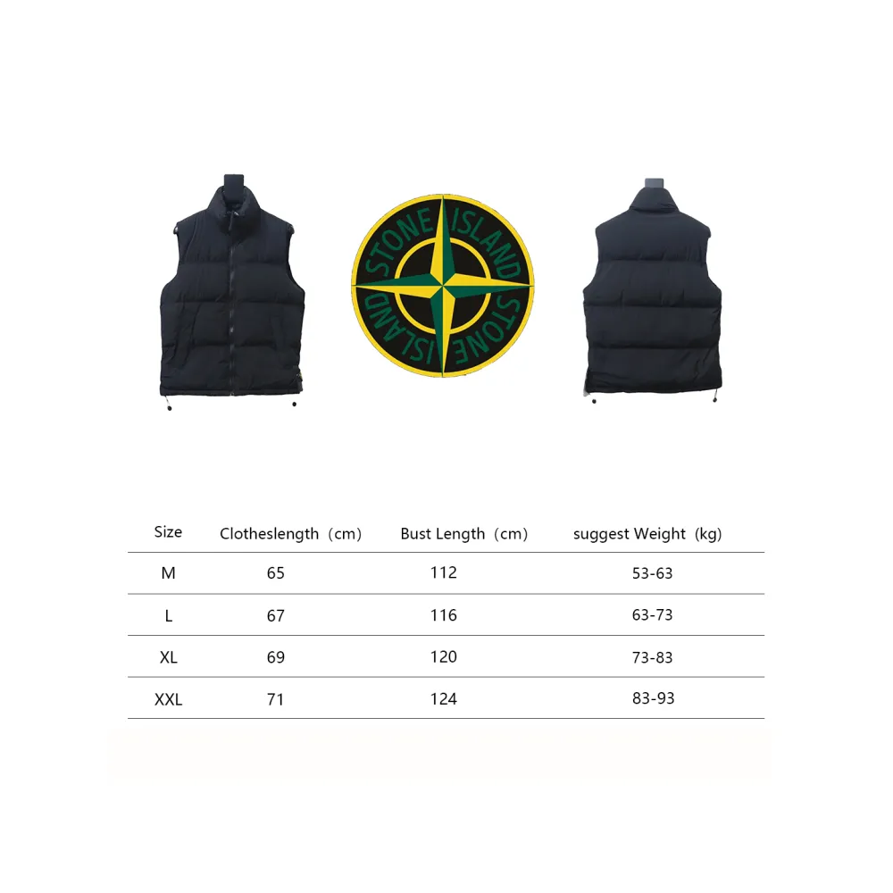 Stone Island Solid Color Quilted Logo Down Vest Black