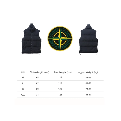 Stone Island Solid Color Quilted Logo Down Vest Black 02