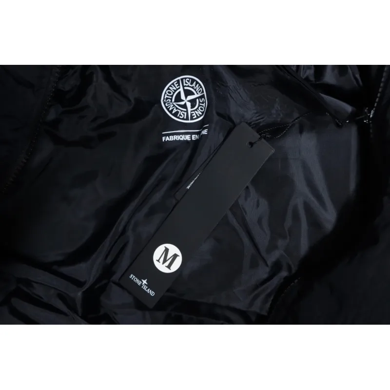 Stone Island Solid Color Quilted Logo Down Vest Black