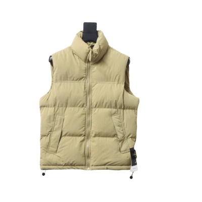 Stone Island Solid Color Quilted Logo Down Vest Brown 01