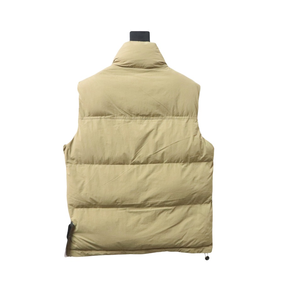 Stone Island Solid Color Quilted Logo Down Vest Brown