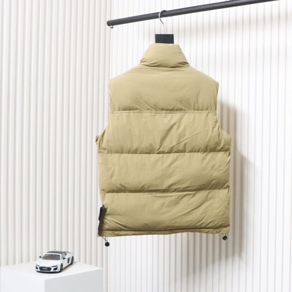 Stone Island Solid Color Quilted Logo Down Vest Brown