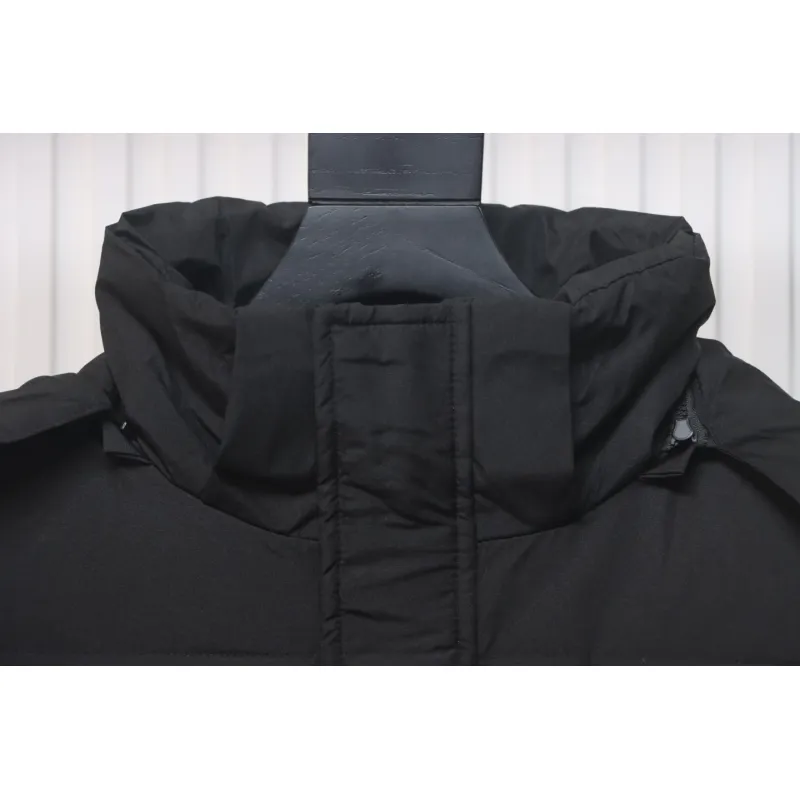 Stone Island Solid Color Zipper Hooded Reversible Down Jacket Black