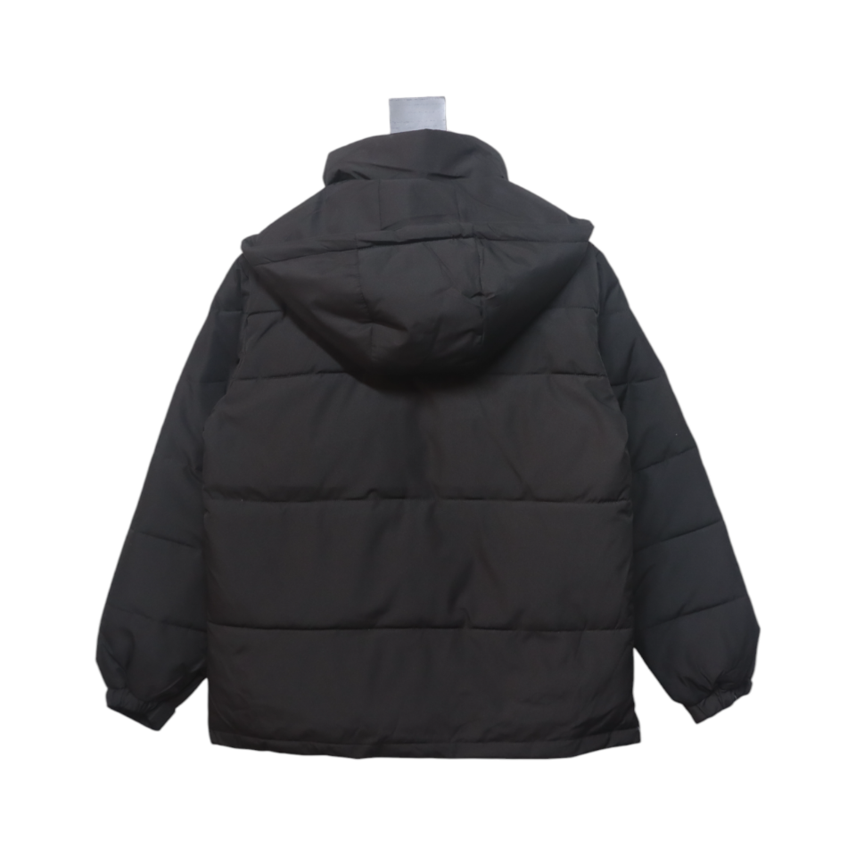 Stone Island Solid Color Zipper Hooded Reversible Down Jacket Black