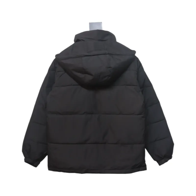 Stone Island Solid Color Zipper Hooded Reversible Down Jacket Black