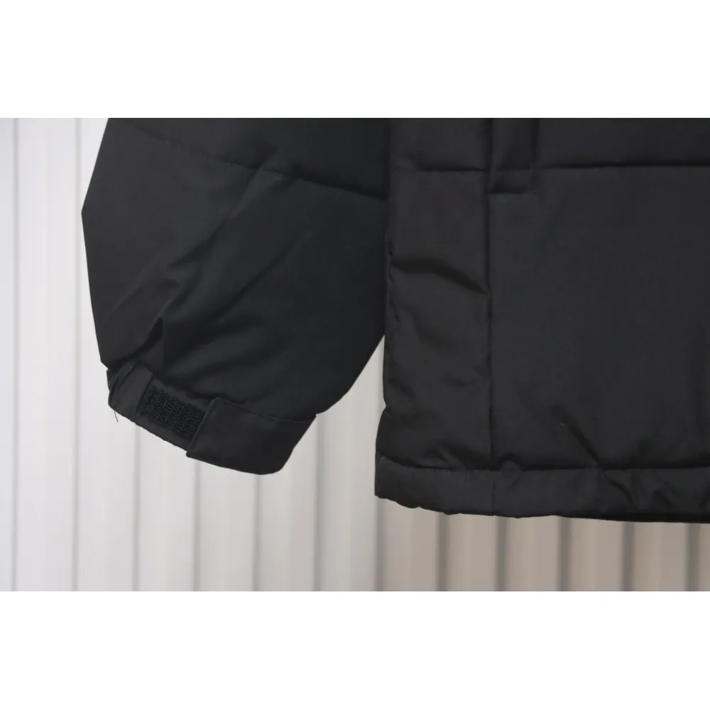 Stone Island Solid Color Zipper Hooded Reversible Down Jacket Black