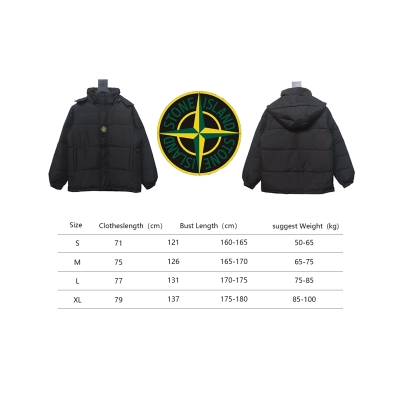 Stone Island Solid Color Zipper Hooded Reversible Down Jacket Black 02
