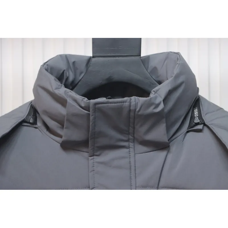 Stone Island Solid Color Zipper Hooded Reversible Down Jacket Grey
