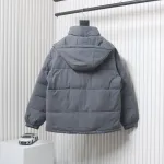 Stone Island Solid Color Zipper Hooded Reversible Down Jacket Grey