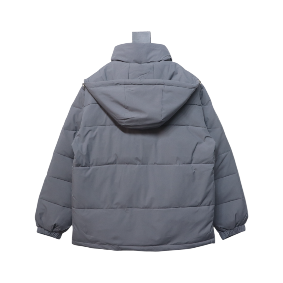 Stone Island Solid Color Zipper Hooded Reversible Down Jacket Grey