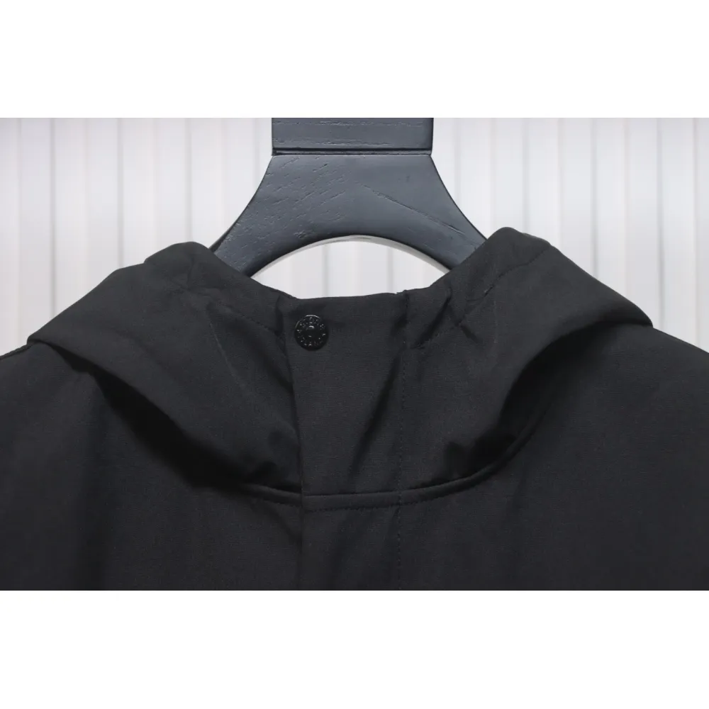 Stone Island SS24 Soft Shell Waterproof And Windproof Solid Color Single Breasted Hooded Jacket Black