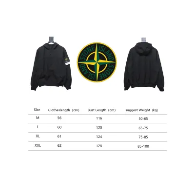 Stone Island SS24 Soft Shell Waterproof And Windproof Solid Color Single Breasted Hooded Jacket Black 02
