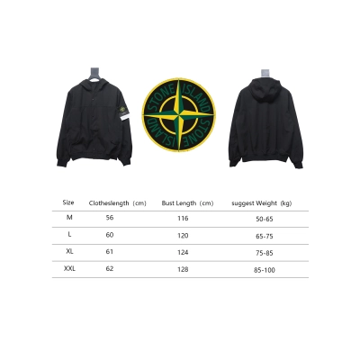 Stone Island SS24 Soft Shell Waterproof And Windproof Solid Color Single Breasted Hooded Jacket Black 02