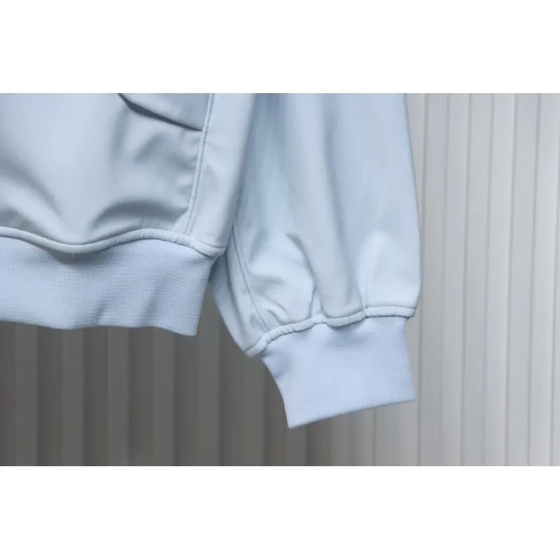Stone Island SS24 Soft Shell Waterproof And Windproof Solid Color Single Breasted Hooded Jacket Blue