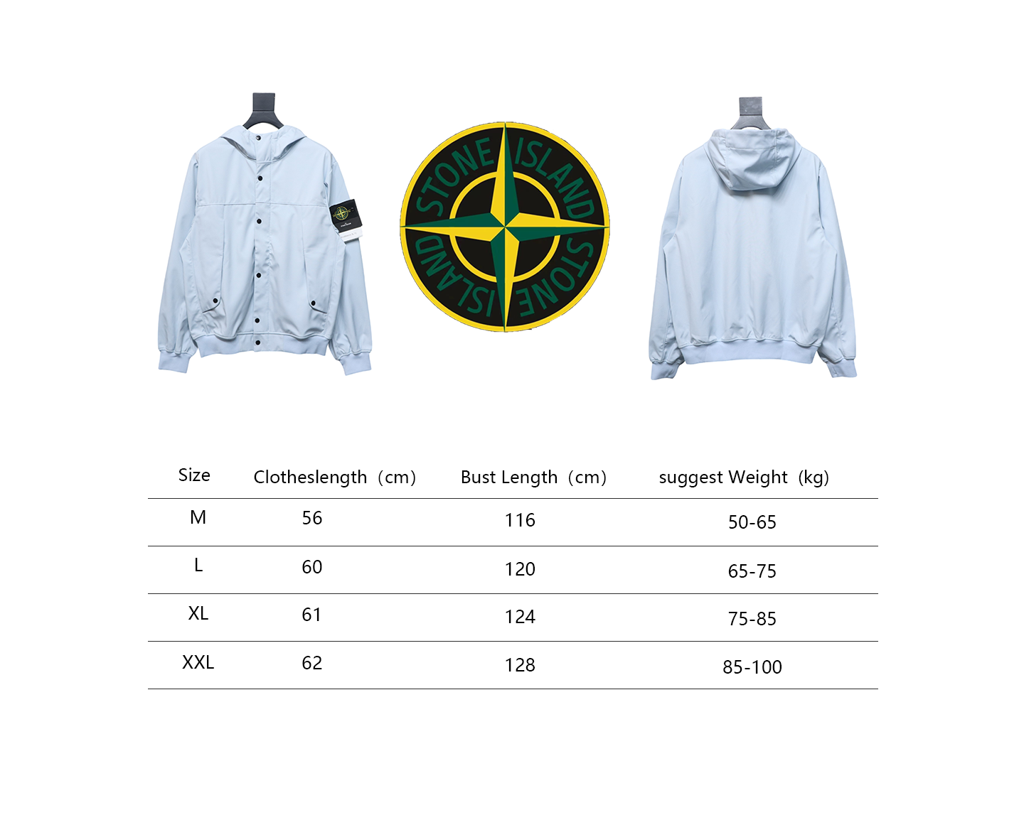 Stone Island SS24 Soft Shell Waterproof And Windproof Solid Color Single Breasted Hooded Jacket Blue
