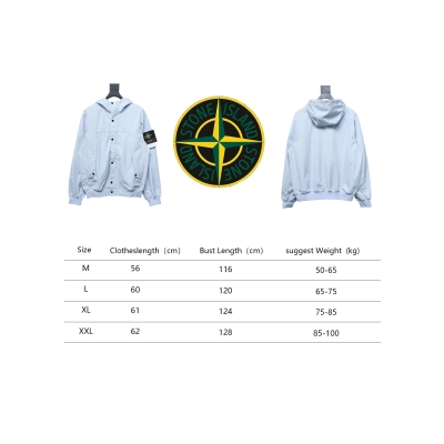 Stone Island SS24 Soft Shell Waterproof And Windproof Solid Color Single Breasted Hooded Jacket Blue 02