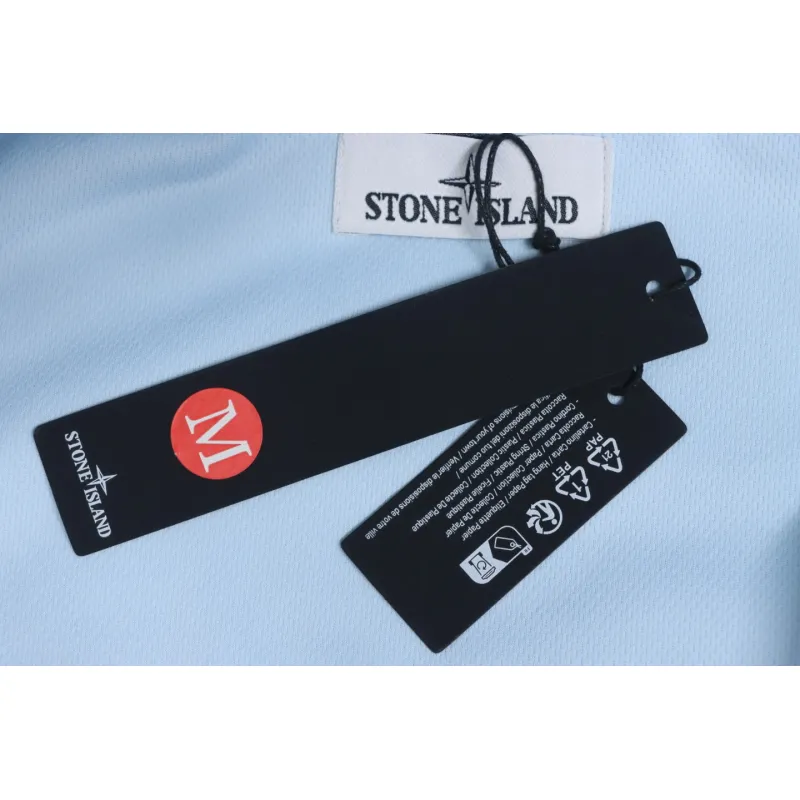 Stone Island SS24 Soft Shell Waterproof And Windproof Solid Color Single Breasted Hooded Jacket Blue