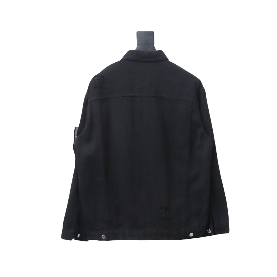 Stone Island Washed Distressed Denim Jacket Black