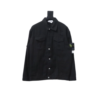 Stone Island Washed Distressed Denim Jacket Black 01
