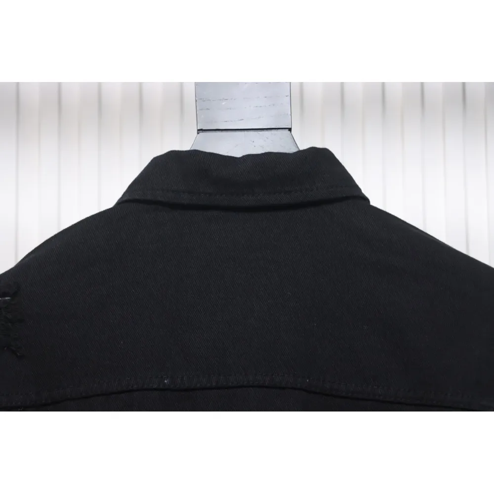 Stone Island Washed Distressed Denim Jacket Black
