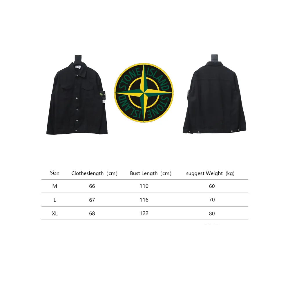 Stone Island Washed Distressed Denim Jacket Black